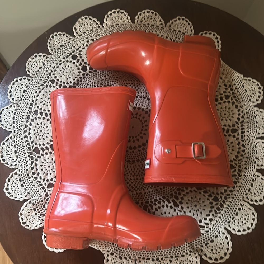 Hunter Original short gloss Orange Rain Boots size 6 - Picture 6 of 9